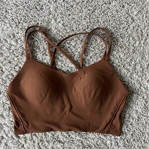 lululemon athletica Roasted Brown Ribbed Like a Cloud Longline Sports Bra